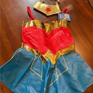 DC Dog Superhero Wonder Woman Costume - Red, Gold, and Blue